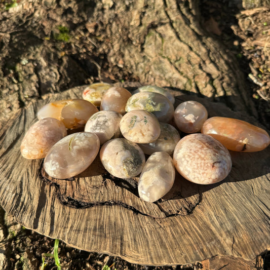 Flower Agate Palm Stones