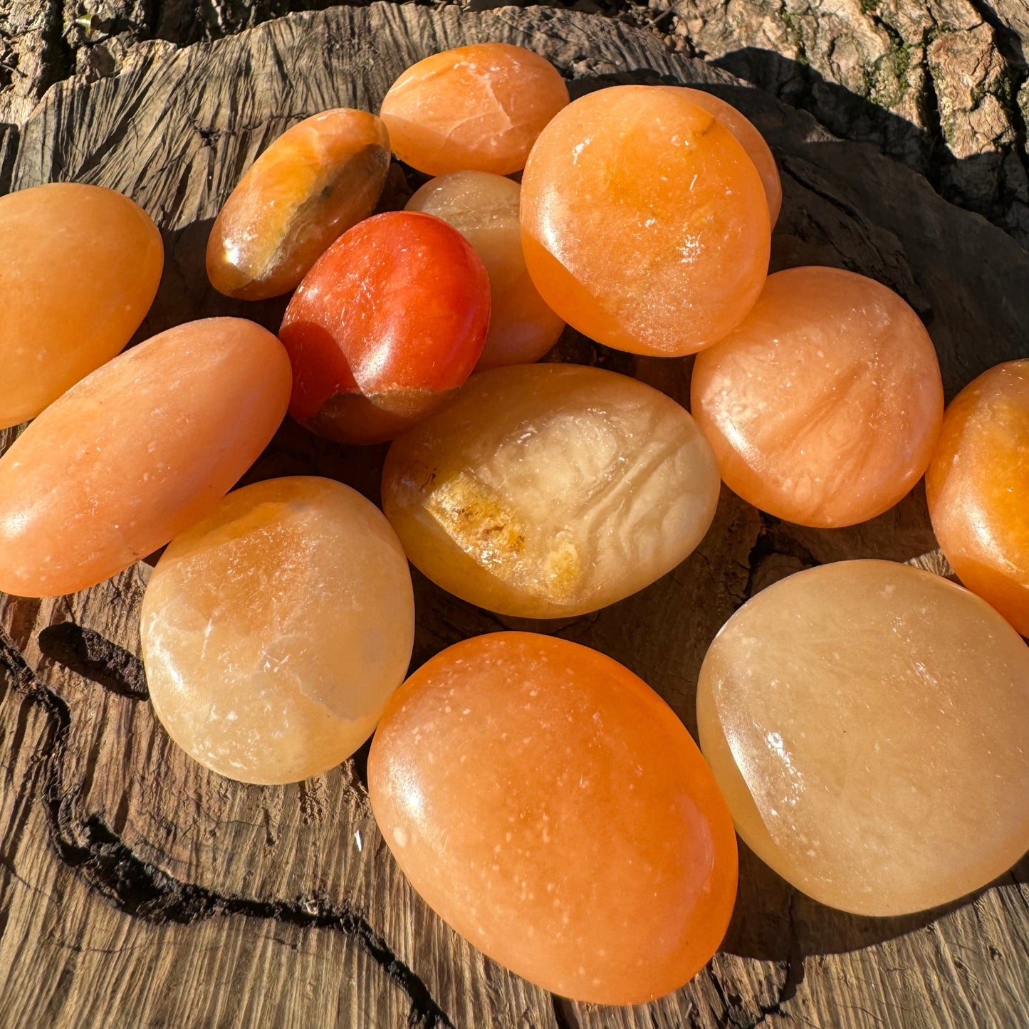 Orange Calcite Palm Stone