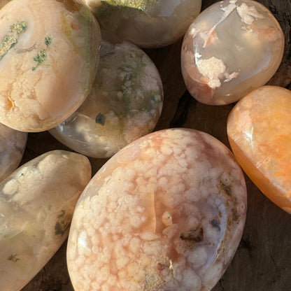 Flower Agate Palm Stones