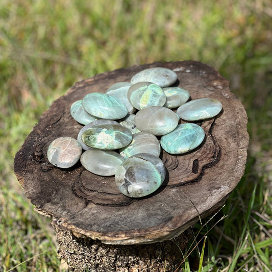 Green Moonstone Palm Stones